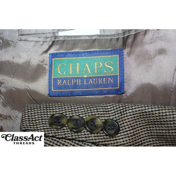 Chaps Ralph Lauren Blazer Mens Silk Blend Houndstooth Suit Jacket Sport Coat 42R - Picture 8 of 8